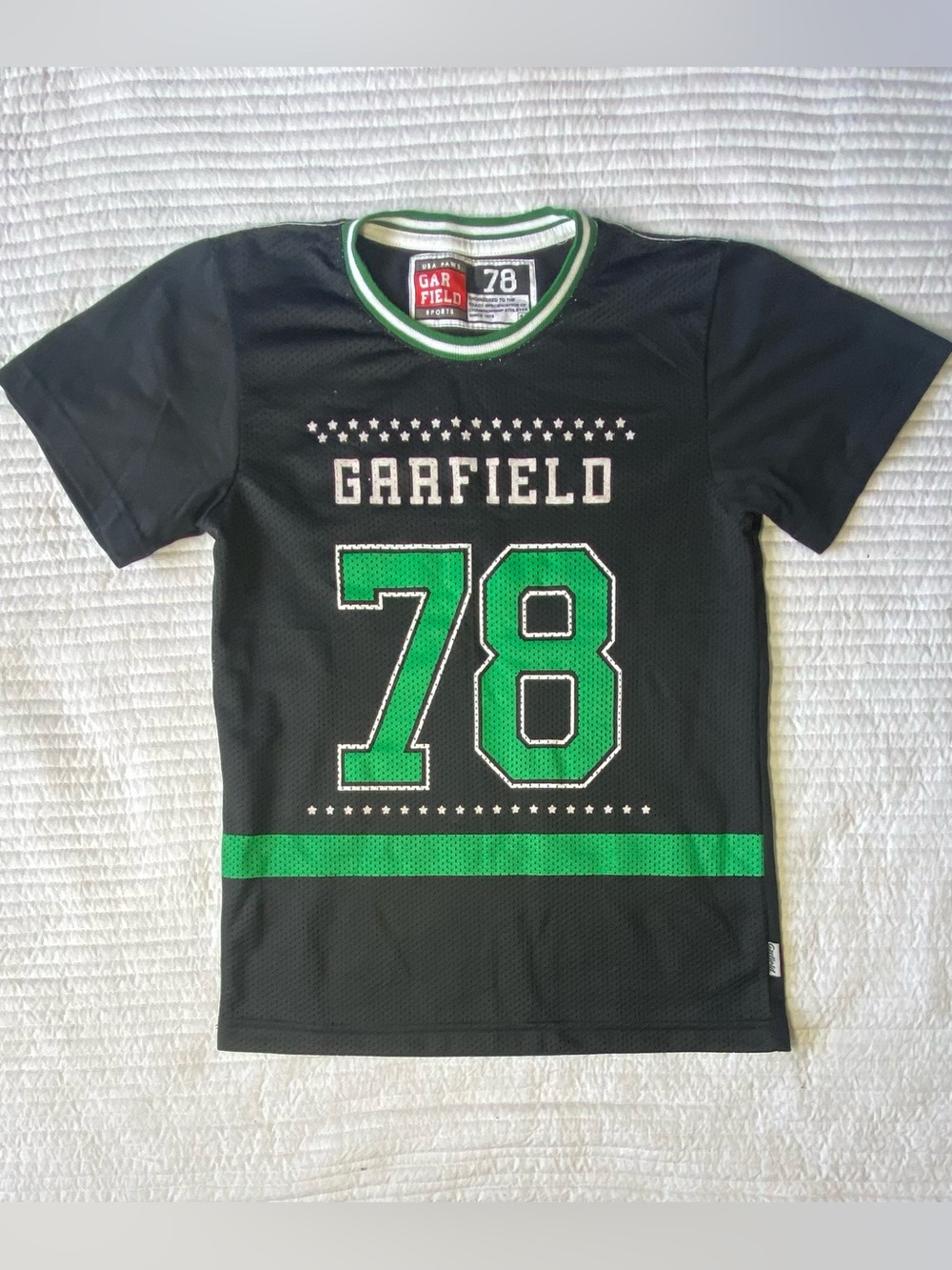 Garfield Kids' Black & Green '78 Athletic Jersey Tee